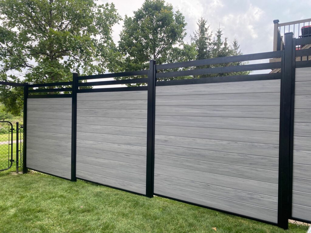 Taupe Aluminum Vinyl Privacy Screen Installed in Texas